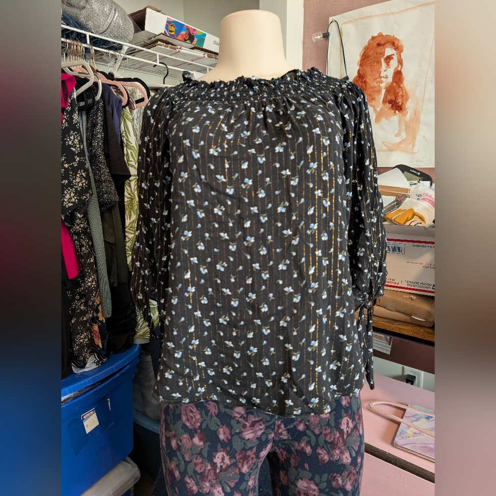 MICHAEL Michael‎ Kors Black Floral Women's Top Size Small